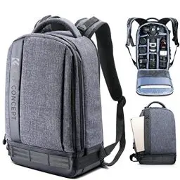 Produktbild: K&F Concept Kamerarucksack, Spiegelreflexkamera, Fototasche, Rucksack, Spiegelreflex/Computer/Stativ, Zubehör, Grau, für Canon, Nikon, Sony, Olympus, Grau