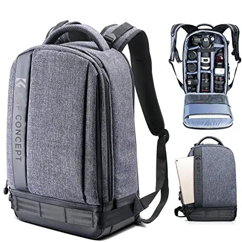 Produktbild: K&F Concept Kamerarucksack, Spiegelreflexkamera, Fototasche, Rucksack, Spiegelreflex/Computer/Stativ, Zubehör, Grau, für Canon, Nikon, Sony, Olympus, Grau