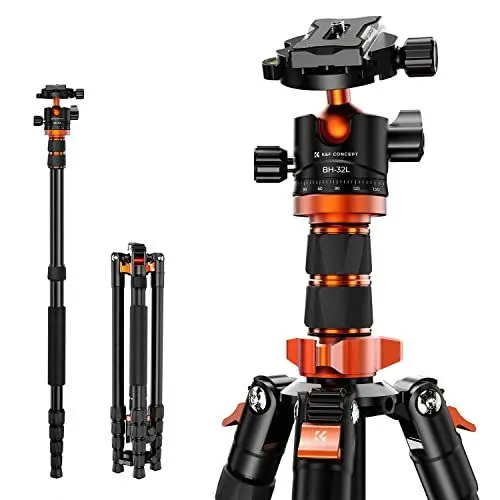 Produktbild: K&F Concept 198cm Kamera Stativ，Aluminium Tripod, Stativ mit Monopod Funktion, 360° Panorama Kugelkopf Schnellwechselplatte für Spielgelreflexkamera, Digitalkamera