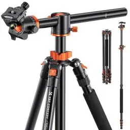 Produktbild: K&F Concept 238CM Stativ, T254A8(SA254T1) Kamerastativ mit verlängerten 90° Mittelsäulen, 360° Panorama Fotostativ mit Tragtasche, Tripod mit Schnellwechselpatte für Digitalkamera
