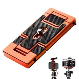 Produktbild: K&F Concept CA02 Aluminium Multi-Schnellwechselplatte, 2 in 1 Professionelle Kamera-Schnellverschlussplatte, für Stativ, Kamera, Handy, Orange