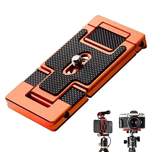 Produktbild: K&F Concept CA02 Aluminium Multi-Schnellwechselplatte, 2 in 1 Professionelle Kamera-Schnellverschlussplatte, für Stativ, Kamera, Handy, Orange
