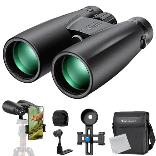 Produktbild: K&F Concept Fernglas Erwachsene 12 * 50 HD Ferngläser Schwarz BAK4 mit Handyhalterung und Stativumbauhalterung für Vogelbeobachtung, Jagd, Wandern, Sightseeing