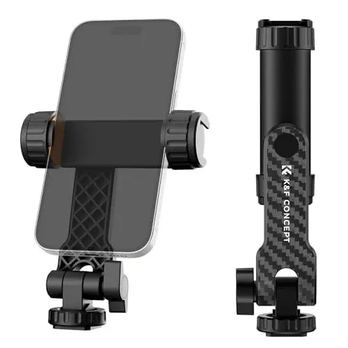Produktbild: K&F Concept Handy Stativ Adapter, Handyhalterung für stativ mit 2 Cold Shoe,Smartphone Stativ Adapter, Handyhalterung Stativ für iPhone 15/14/13,Sumsung,Xiaomi,Xgody,360° drehbare Handyhalterung