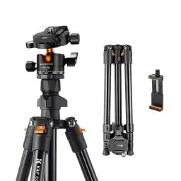 Produktbild: K&F Concept K234A0 Handy Stativ mit CNC BH-28L Kugelkopf,163cm Kamera Stativ, Tripod für unterwegs, Stativ für Smartphone mit Handyhalterung, Aluminium Reisestativ,Max. Tragfähigkeit 10KG