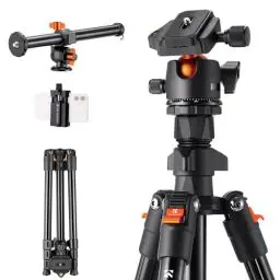 Produktbild: K&F Concept O234A1 Kamera Stativ mit Auslegearm,163cm Handy Stativ, Tripod für unterwegs, Stativ für Smartphone mit Handyhalterung, Aluminium Reisestativ mit BH-36 Kugelkopf