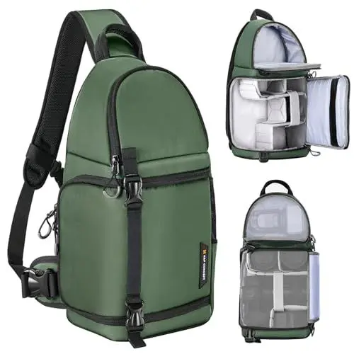 Produktbild: K&F Concept Kamera-Umhängetasche, wasserdichte Kamera-Reisetasche, Foto-Rucksack, Kamera-Umhängetasche mit Regenschutz