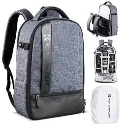 Produktbild: K&F Concept Kamerarucksack, Spiegelreflexkamera, Fototasche, Rucksack, Spiegelreflex/Computer/Stativ, Zubehör, Grau, für Canon, Nikon, Sony, Olympus, Grau