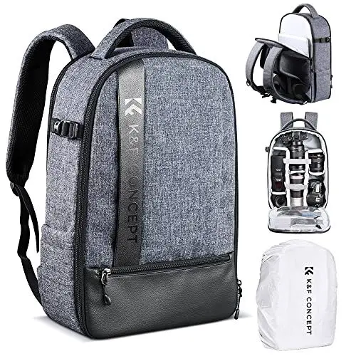 Produktbild: K&F Concept Kamerarucksack, Spiegelreflexkamera, Fototasche, Rucksack, Spiegelreflex/Computer/Stativ, Zubehör, Grau, für Canon, Nikon, Sony, Olympus, Grau