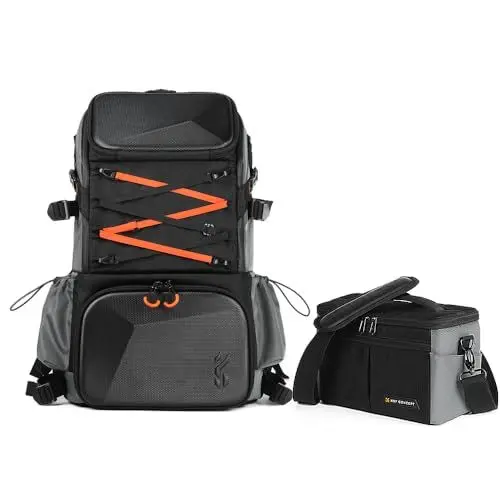 Produktbild: K&F Concept Kamerarucksäcke für Fotografen, riesige Reisetasche, 32L, große Kamerataschen mit Laptopfach und wasserdichter Regenhülle