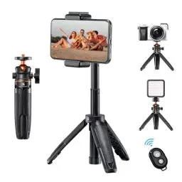 Produktbild: Mini Stativ,K&F Concept MS02 Selfie Stick Stativ Tischstativ,Desktop Vlogging Stativ mit 360° Kugelkopf,Handy Stativ mit Handyhalterung,Mini Stativ für DLSR Canon Nikon Sony Webcam(schwarz)