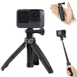 Produktbild: K&F Concept MS03 GoPro stativ, GoPro Selfie Stick,Mini Stativ mit Teleskop Pole,32CM Tischstativ, Tragbare SelfieStick Kompatibel mit GoPro、DJI Osmo Action、Insta 360(Silber)