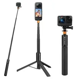 Produktbild: K&F Concept MS21 Selfie Stick Stativ für Insta360,Unsichtbarer Selfie-Stick mit Adapter,Ausziehbar Selfie Stick für Insta 360 Ace/Ace Pro/X4/X3/ONE X2/ONE X,DJI Osmo Action,AKASO Action Kamera