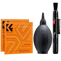 Produktbild: K&F Concept® Objektiv Reinigungsset 3er Foto Reinigungsset für DSLR Kamera Objektive Filter Handys mit Lenspen Reinigungspinsel Blasebalg Mikrofasertuch