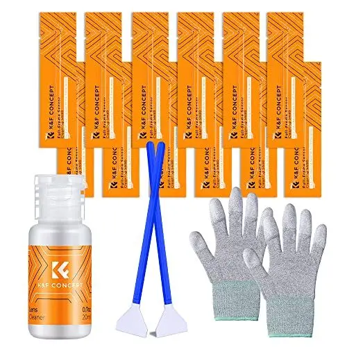 Produktbild: K&F Concept Sensor Reinigungsset mit Mikrofaser Swabs 24mm und Flüssig-Reiniger für Vollformat-Kameras, Reinigungs Kit für DSLR Kamera Objektive Computer Handys
