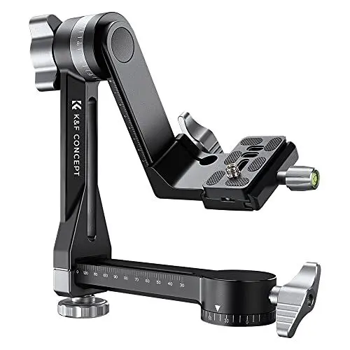 Produktbild: K&F Concept Stativ Gimbalkopf, CNC Aluminiumlegierung Heavy Duty 360° Panorama Stativkopf mit 1/4 Zoll Arca-Swiss Schnellwechselplatte für DSLR-Kameras, Belastbarkeit bis zu 20kg
