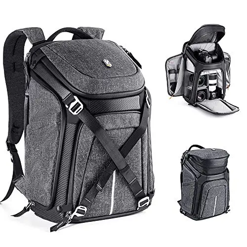 Produktbild: K&F Concept Wasserdichter Professioneller Kamerarucksack,Fotorucksack für 2 Kameras und 15,6 Zoll Laptop mit Regenschutzhülle