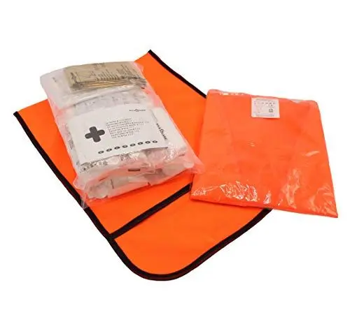 Produktbild: Kfz Sicherheitsset Warnwestenbeutel orange inkl. 1 Warnweste Unisize EN ISO 20471 und Verbandsstoffe nach neuester DIN 13164:2022-02