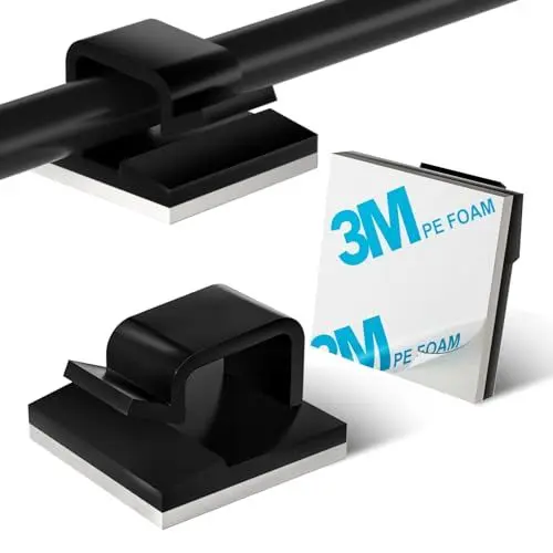 Produktbild: KGROTE 100 Stück Kabelhalter, Kabelführung Organizer Kabelclips Selbstklebend Outdoor Kabelklemmen, Kabel Haken Draht Halter für Kabelmanagement - Kabelbefestigung Lichterkette (Schwarz)