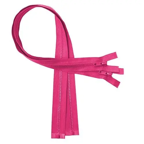 Produktbild: KGS Teilbare Reißverschlüsse | 5mm Reißverschluss Kunststoff für Jacken | 2 Stück pro Packung (Leuchtend Rosa, 70 CM)