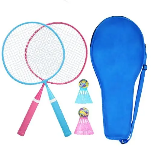 Produktbild: KH Federball Set Badminton Schläger Set 2-4 Spieler für Erwachsene Kinder, leicht und stabil, Schläger, Federbälle und Tragetasche im Lieferumfang