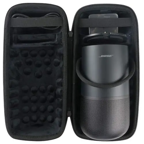 Produktbild: Khanka Hart Tasche Schutzhülle Für Bose Portable Smart/Home Speaker Lautsprecher,Case passt Lautsprecher und Ladeschale.(Schwarz)