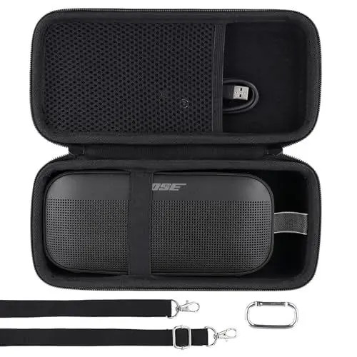 Produktbild: Khanka Hartschalen-Tragetasche kompatibel mit Bose SoundLink Flex 2. Gen./tragbarem Bluetooth-Lautsprecher Bose SoundLink Flex, Schwarz, nur Tasche