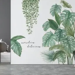 Produktbild: KHDULQ 2 Stücke Wandtattoo Pflanzen Tropische Blätter Wandaufkleber Flur Wandsticker Grün Natur Dschungel Schlafzimmer Wandsticker Wohnzimmer Kinderzimmer Deko,für Modern Küche Wall StickersStickers
