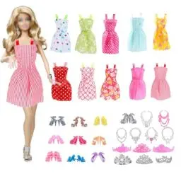 Produktbild: KHDULQ 32 PCS Barbie Kleidung Set, Barbie Zubehör Kleidung 11 Zoll Barbie Kleidung EnthäLt10 Kleidungsstücke 10 Paar Schuhe 12 Zubehör, für Mädchen Geburtstagsgeschenke (ZufäLlig)