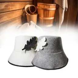 Produktbild: KHDULQ Saunahut,2 Filzhut für Damen und Herren Inkl Saunamütze aus Sauna Mütze Filzkappe Mütze Filzhut Hut Kappe Sauna Saunahut Wolle Mit,für Damen und Herren Wellness Mütze（Weiß und Grau）