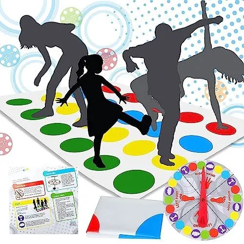Produktbild: KHDULQ Twister Spiel, Twister Spiel für Kinder Bodenspiel mit Spielmatte Twister Junior Twister Spiel für Kinder AB 4, Partyspiel für Familien, Klassisches Spiel für Drinnen und Draußen