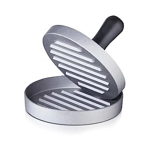 Produktbild: KHG Burgerpresse aus Aluminium und gummierten Griff, Hamburgerpresse für perfekte Patties 12 cm Patty Maker für leckere Hamburger mit Antihaftbeschichtung