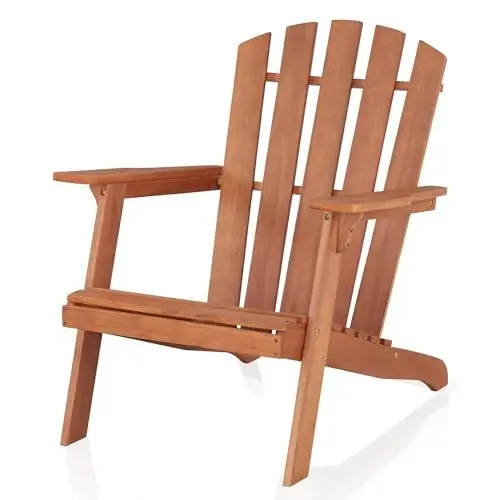 Produktbild: KHG Gartensessel mit Armlehnen aus 100% Eukalyptus-Echtholz, wetterfest, offene Rückenlehne aus Massivholz, Outdoor Lounge 120kg belastbar - Braun