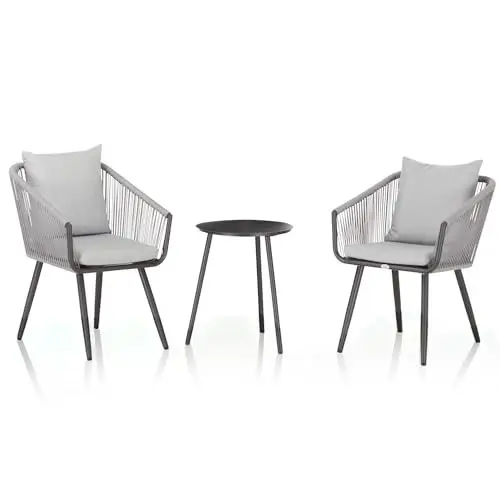Produktbild: KHG Gartenset, 2 Gartensessel Plus Gartentisch grau als Lounge inkl. Sitzkissen, Outdoor, Aluminium-Gestell & Polyester-Bezug wetterfest und strapazierfähig 120kg belastbar