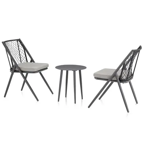Produktbild: KHG Gartenset, 2 Gartensessel und Gartentisch grau als Lounge inkl. Sitzkissen, Outdoor, Aluminium-Gestell & Polyester-Bezug wetterfest und strapazierfähig 120kg belastbar