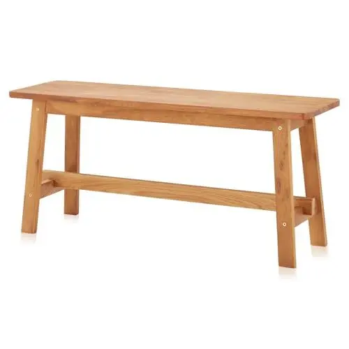 Produktbild: KHG Holzbank Sitzbank Flur Garderobenbank Schuhbank 100x45x29 cm - Eiche Holz Massiv bis 200 kg belastbar - Bettbank Landhausstil geölt