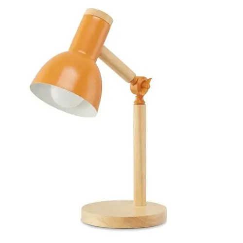 Produktbild: KHG Tischleuchte, 1-flammig orange, verstellbar, aus Bambus & orangem Metall, modernes Design, Höhe 42 cm, perfekt für den Schreibtisch, ideal für Büro & Homeoffice, E27-Fassung