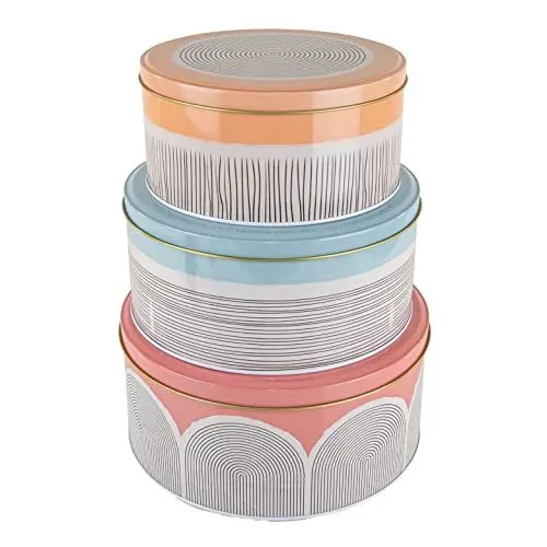 Produktbild: KHI GERMANY EST. 1998 Design Blechdosen 3er Set für Gebäck Aufbewahrung Boho-Style Kecksdose Gebäckdose Kosmetik Hygie (Boho)