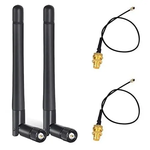 Produktbild: KHIYQILO WiFi Antenne 2.4GHz 3dBi SMA Connector IPEX Antenne für WiFi Router Drahtlose Netzwerkkarte Sicherheit IP Kamera Videoüberwachung Monitor Bluetooth Antenne