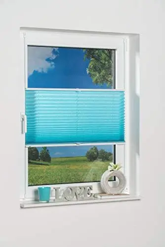 Produktbild: K-home 360273-2 Klemmfix-Plissee 50 x 130 cm (B x L) Iceblau Lichtschutz +++ Moderne Crushed Optik +++