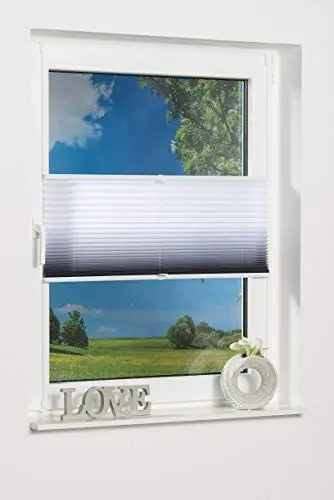Produktbild: K-home Klemmfix-Plissee Farbverlauf Anthrazit 55cm x 210cm (B x L)