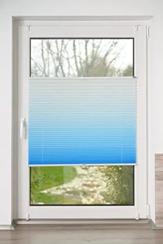 Produktbild: K-home Plissee Farbverlauf, Polyester, Iceblau, B85 x H130 cm
