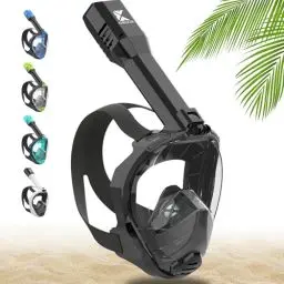 Produktbild: Khroom Schnorchelmaske Erwachsene Vollmaske | In Höhle der Löwen vorgestellt | Unsere Beste CO2 sichere Tauchermaske Seaview Pro zum Schnorcheln | Vollgesichtsmaske Schnorchelmaske (L/XL, Schwarz)