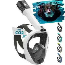 Produktbild: Khroom Schnorchelmaske Erwachsene Vollmaske | In Höhle der Löwen vorgestellt | Unsere Beste CO2 sichere Tauchermaske Seaview Pro zum Schnorcheln | Vollgesichtsmaske Schnorchelmaske (L/XL, Weiß)