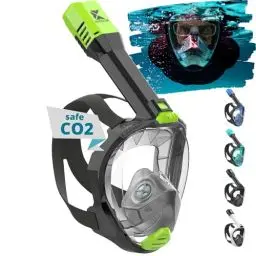Produktbild: Khroom Schnorchelmaske Erwachsene Vollmaske | In Höhle der Löwen vorgestellt | Unsere Beste CO2 sichere Tauchermaske Seaview Pro zum Schnorcheln | Vollgesichtsmaske Schnorchelmaske (S/M Neon-Grün)