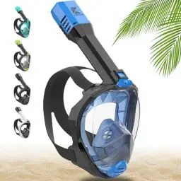 Produktbild: Khroom Schnorchelmaske Erwachsene Vollmaske | In Höhle der Löwen vorgestellt | Unsere Beste CO2 sichere Tauchermaske Seaview Pro zum Schnorcheln | Vollgesichtsmaske Schnorchelmaske (S/M, Blau)