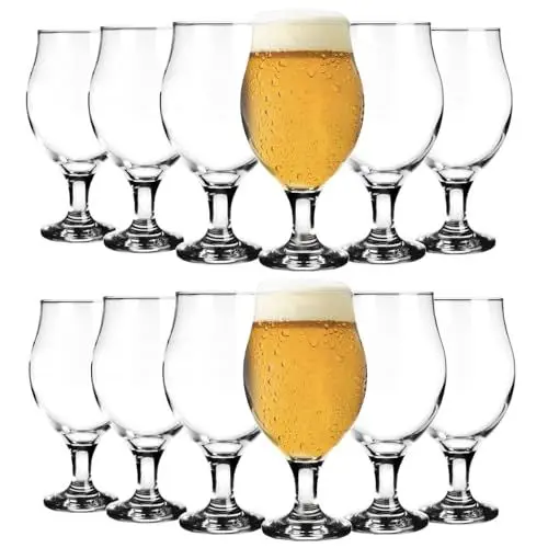 Produktbild: KIAPPO Pokal Biergläser Set 570 ml - 12 Stück Gläser für Bier Tulpenform - Beer Glass - Biertulpen - Wassergläser - Trinkgläser - Hochwertige Qualität