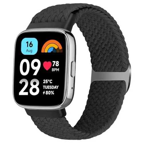 Produktbild: KIBDSNG Geflochtenes Armband Kompatibel mit Xiaomi Redmi Watch 3 Active Armband für Herren Damen, Elastisch Verstellbares Sport Ersatzarmbänder Nylon Uhrenarmband für Xiaomi Redmi Watch 3 Active