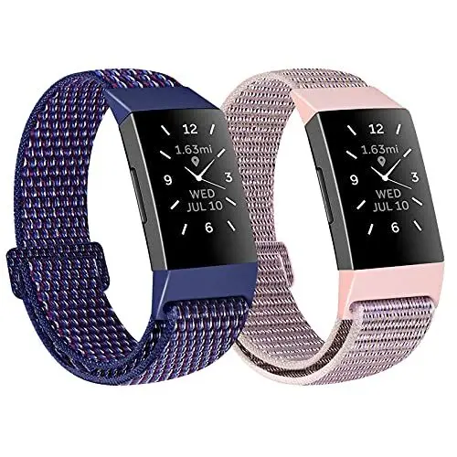 Produktbild: KIBDSNG Nylon Armband Kompatibel mit Fitbit Charge 4 Armband/Fitbit Charge 3 Armband/Fitbit Charge 3 SE Armband, Weiches Verstellbarer Ersatzarmband Sport Uhrenarmband für Charge 4/Charge 3/SE