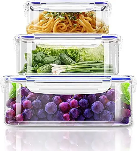 Produktbild: KICHLY 6er Vorratsdosen Mit Deckel (3 Behälter, 3 Deckel) Tupperdosen Frischhaltedosen,Meal Prep Boxen Auslaufsicher Gefrierbehälter, BPA-Frei Küchen Aufbewahrungsbox Organizer (Blau)